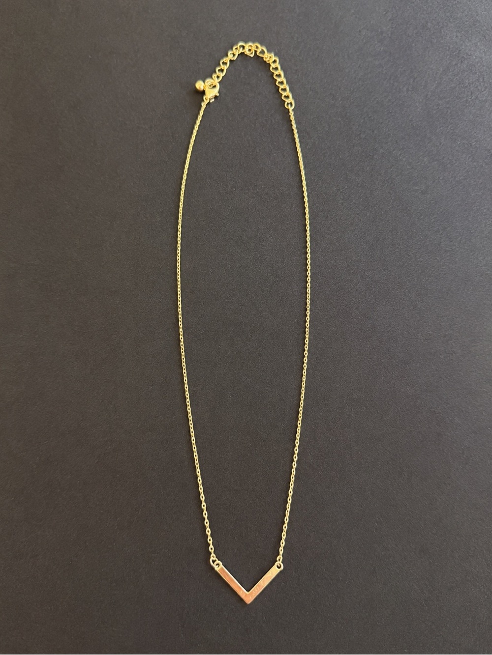 Minimalist Gold Tone Chevron V Necklace